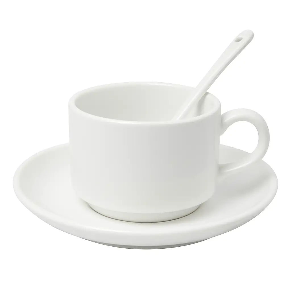 Ceramic Saucer Teacups with Spoon